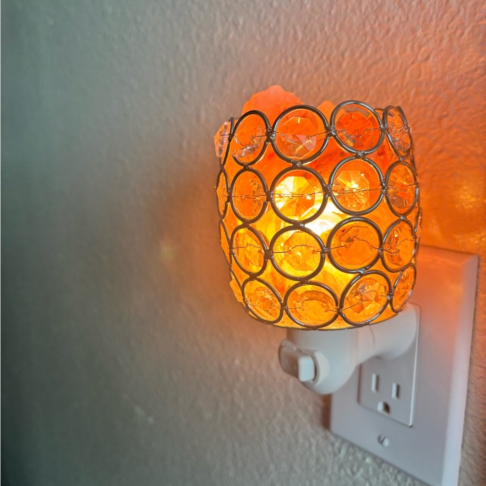 Himalayan Salt Crystal Plug-In Night Light with Decorative Crystal Cage Cover